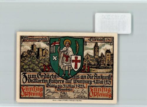 Eisenach Notgeld Wartburg Martin Luther Luthers Gefangennahme