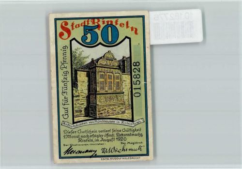 Rinteln Notgeld Archivhäuschen von Münchhausen Festung Münchhausen auf Kanonenkugel