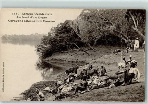 Volkstypen Nr. 286 Afrique Occidentale - Au bord d`un fleuve Caravane attendant le Passeur