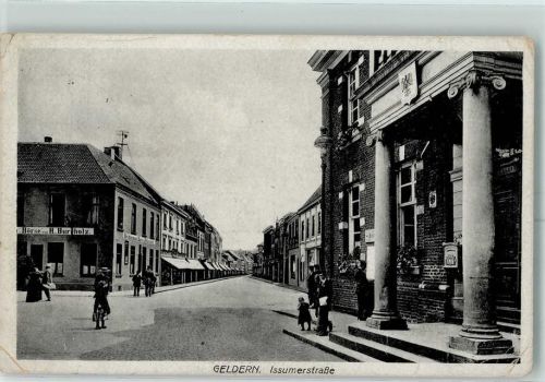 47608 W4170 Geldern Karte beschädigt Issumerstraße Börse von H. Burcholz Postamt