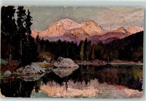 Berchtesgaden Hintersee Alpenglühen Alpiner Kunstverlag Richter Nr. 15 AK
