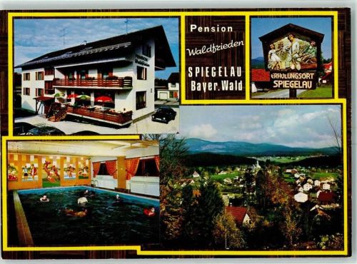 Spiegelau Pension Waldfrieden Schwimmbad Ortsschild