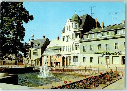 Brand-Erbisdorf Marktplatz Fleischerei Schmidt Wasserspiel