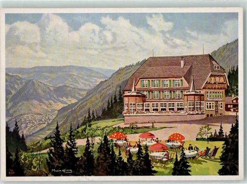 Forbach Hotel Rote Lache sign. Munding Künstlerkarte Landpost Rote Lache