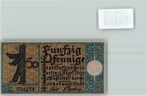 Lichtenberg 50Pfennig Notgeld Berliner Bär Bauernhof