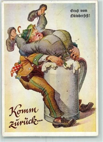 München Humor Gruß vom Oktoberfest Stempel Schottenhamel Festhalle