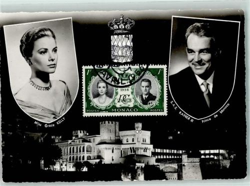 Monaco 1956 Prinz Rainer III v. Monaco Grace Kelly Krone Schloss Stempel 18.04.1956