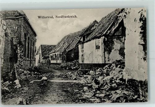 Willerval WK I zerstörte Häuser Straße