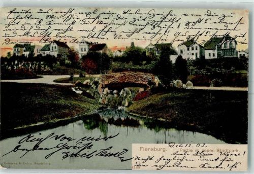 Flensburg 1903 Neuer Stadtpark Teich