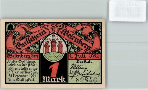 Wesenberg Notgeld Schützengilde