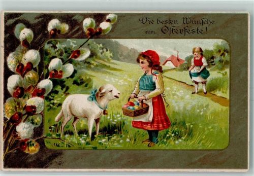 1916 Kind Schaf Käzchenzweige AK