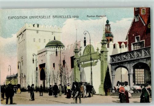 Brüssel 1910 Exposition Pavillion Espagnol AK