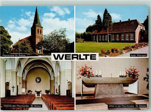 Werlte Pfarrkriche St. Sixtus Altar Kath. Pfarramt Rückseite mit Abschürfungen bzw Kleberesten