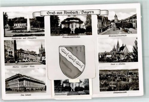 Ansbach Schloss Wappen Leporello AK