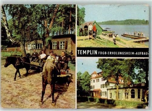 Templin Erholungsheim Aufbau Ausfahrt mit Ponys Badestrand Lübbesee