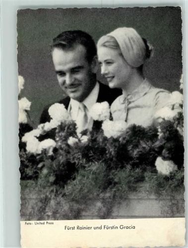 Monaco 1956 Fürst Rainer Fürstin Gracia Blumen