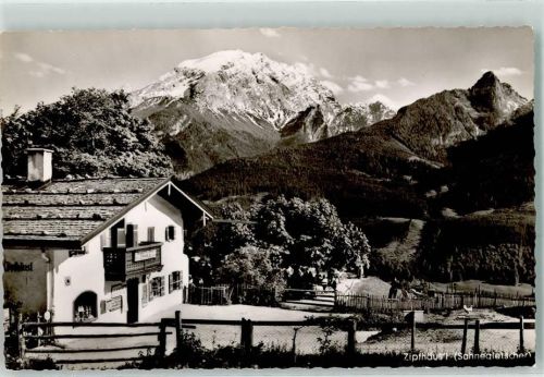 Ramsau Rückseite mit Abschürfungen und Kleberesten Zipfhäusl mit Watzmann