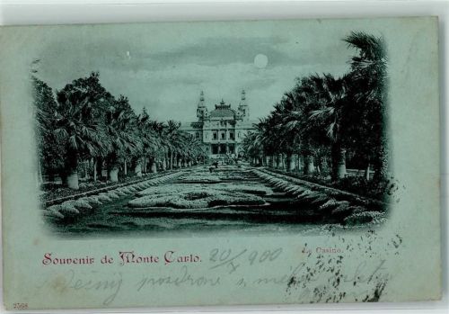 Monte Carlo 1900 Le Casino Mondschein Palmen