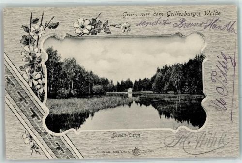 Grillenburg 1904 Seerenteich Blumenranken Schmuckrahmen