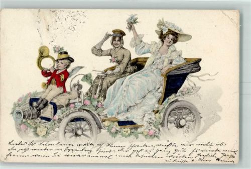 1902 Künstlerkarte Engel Amor als Postillon AK