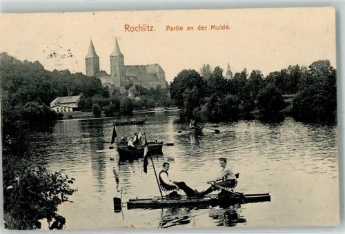 Rochlitz 1912 Mulde Ruderboot Fahne