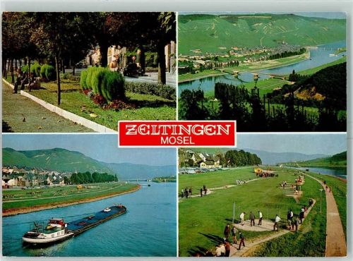 Zeltingen Mosel Binnenfrachtschiff Schiffsschleuse Minigolfplatz