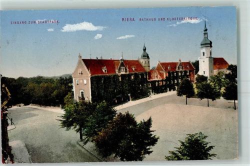 Riesa 1916 Rathaus Klosterkirche Stadtgarten Eingang