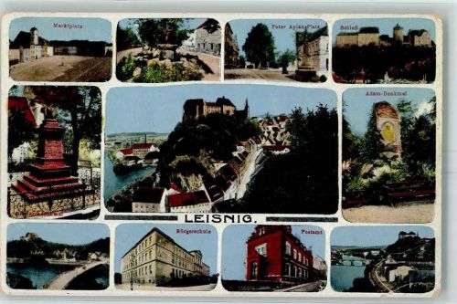 Leisnig Marktplatz Peter Apian Platz Schloss Adam Denkmal Bismarck Denkmal Bürgerschule Postamt