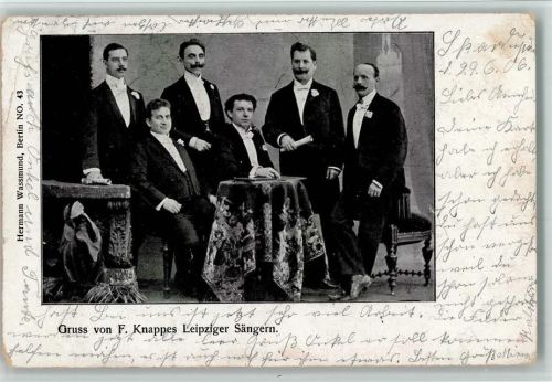 Knappes Leipziger Sänger 1906 AK Eckknick, leichte Beschädigung an der Ecke