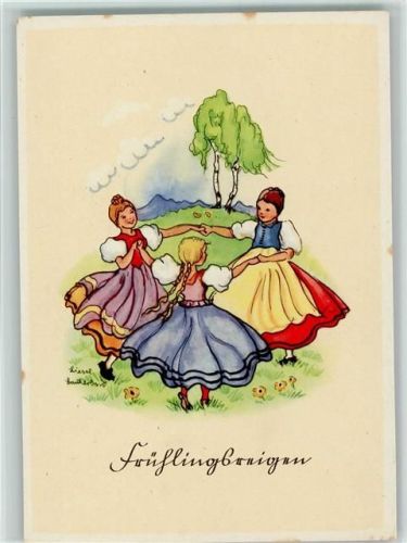 Frühlingsreigen , sign Liesel Lauterborn AK