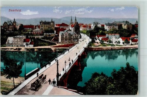 Saalfeld Saalebrücke Pferdefuhrwerk