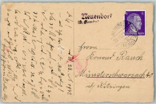 Neuendorf Landpoststempel über Gemünden