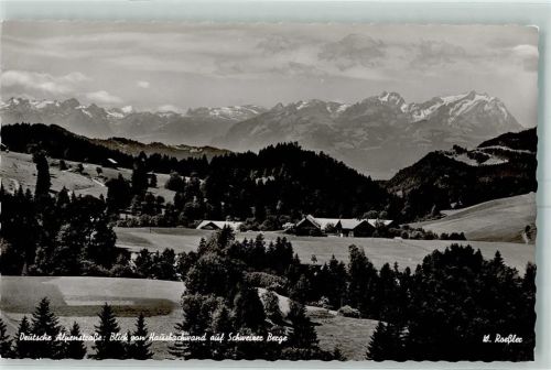 Oberreute Deutsche Alpenstraße Blick von Hausbachwand auf Schweizer Berge