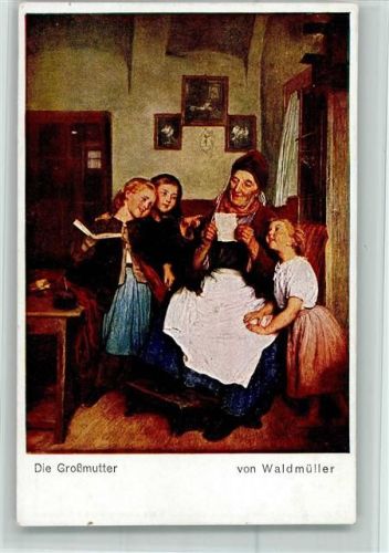 sign Waldmüller - Die Großmutter, Buch lesen, Feldpostbrief lesen WK I AK