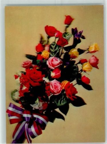 Blumenstrauß Rosen Lilien Schleife in Natonalfarben Frankreich Bouquet PK-62