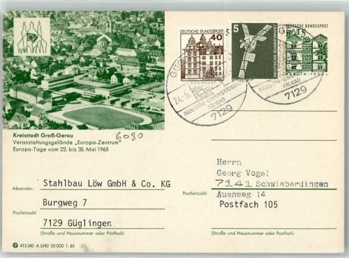 Groß-Gerau Ganzsache Verwaltungsgelände Europa-Zentrum Europa-Tag 22. - 30. Mai 1965