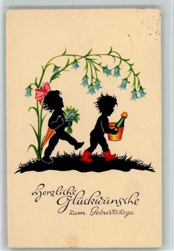 Geburtstag - Kinder mit einem Sektkübel 1933 AK