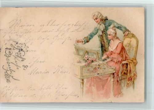 1900 Musikunterricht - Rokoko AK
