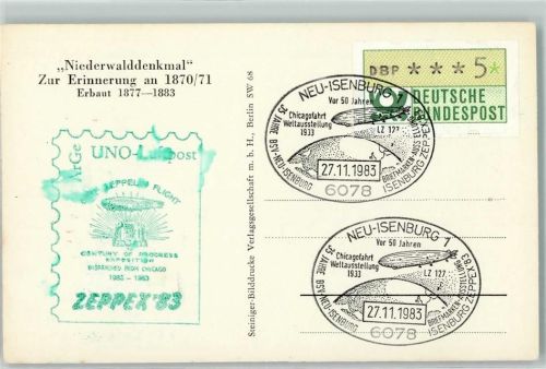 Graf Zeppelin Zeppex 1983 Sonderstempel Neu-Isenburg