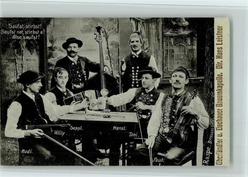 Volksmusik - Oberländer Bauernkapelle mit Geigen, Cello, Ziehharmonika, gute Erhaltung AK