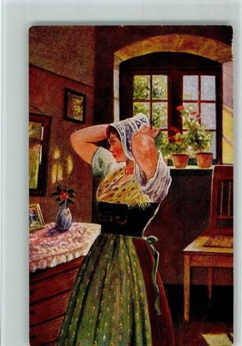 Verlag A.S.-M. Imita Ölkunst Postkarten Nr. 593 AK Trachten
