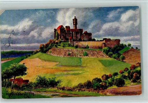1917 Burgen Schlösser Oberhessens Nr. 12 Ronneburg , sign Lanzendorf