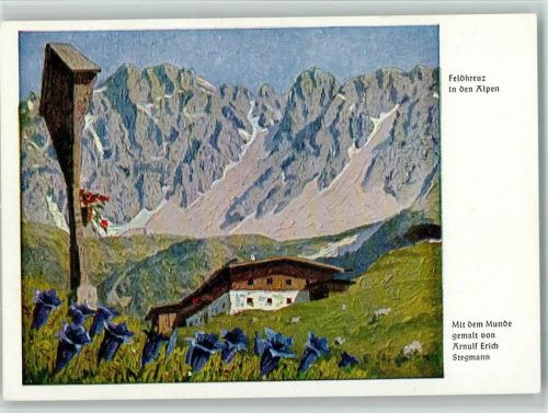 Feldkreuz in den Alpen - sign Arnulf Stegmann - Nr. 363 Dennoch Künstlerkarte Künstler S Künstlerkarte