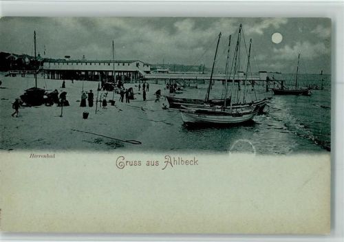 17375 O2111 Ahlbeck Mondschein Gruss aus - Herrenbad ca 1898 AK