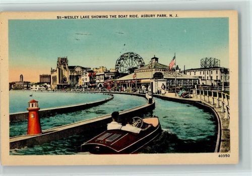 Asbury Park Wesley Lake Showing the Boat ride Tretboot