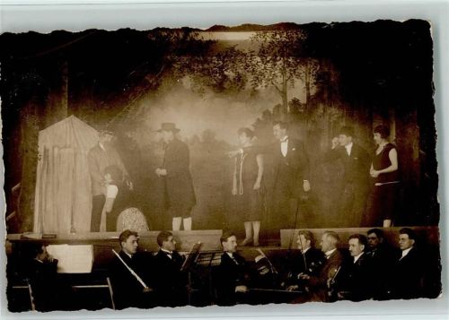 1928 Bühnenauftritt mit Schauspieler und Orchester AK
