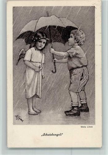 1919 Schutzbengeli und Engel mit Regenschirm AK