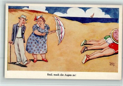 Import 655 - Humor - Am Strand - Emil mach die Augen zu AK gute Erhaltung