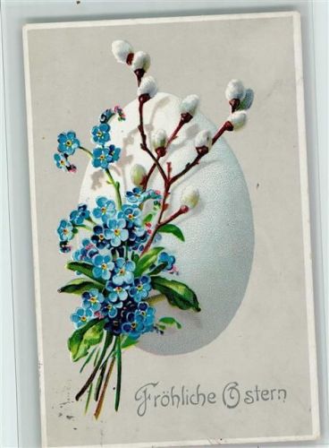 1914 Ostern - Vergissmeinnicht u. ein großes Osterei AK