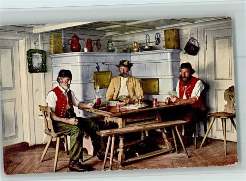 1916 Firobig-Jass - Volkstypen Bauern am Kachelofen AK
